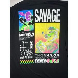 Savage Popeye Men's Black T-Shirt Size Large